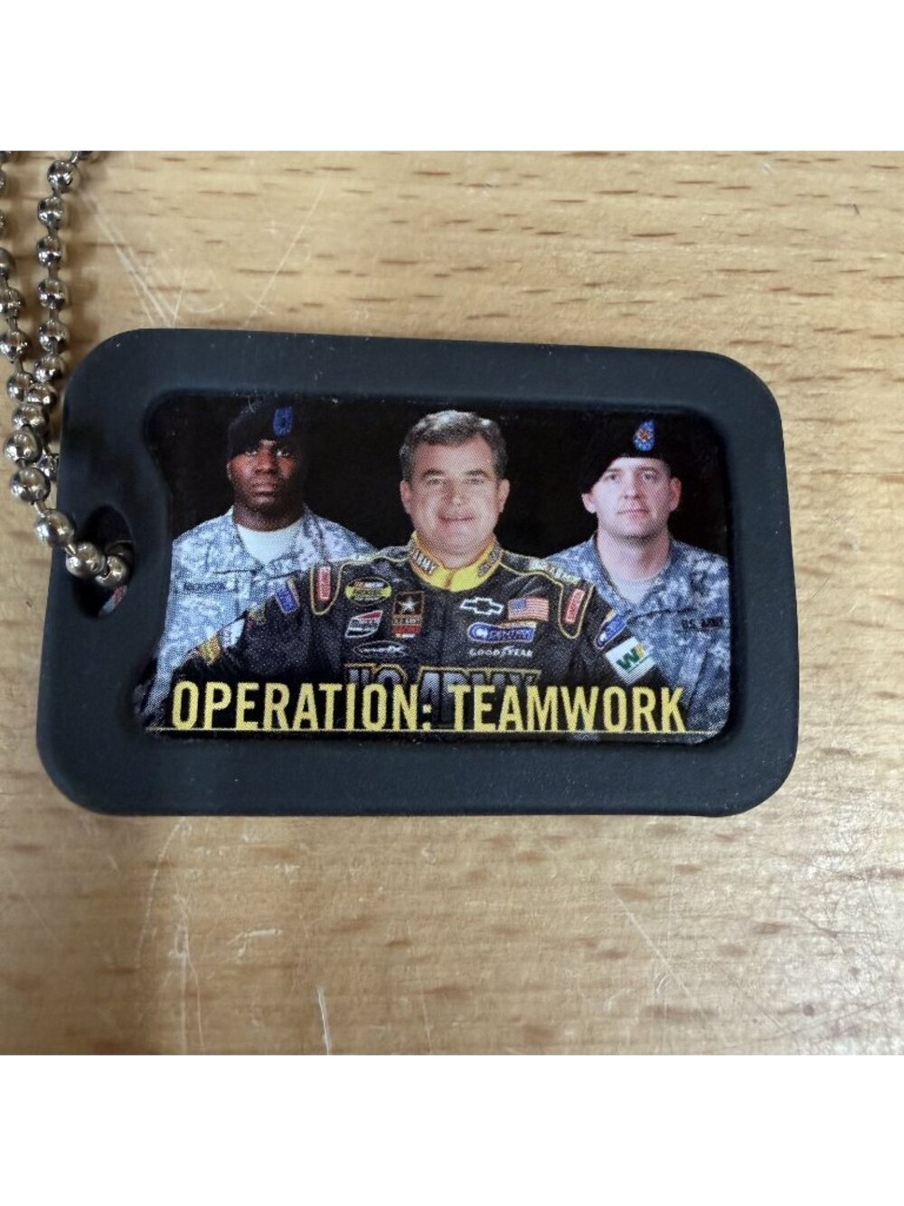 Vintage US Army NHRA Racing Dog Tag Necklace NASCAR Operation Teamwork